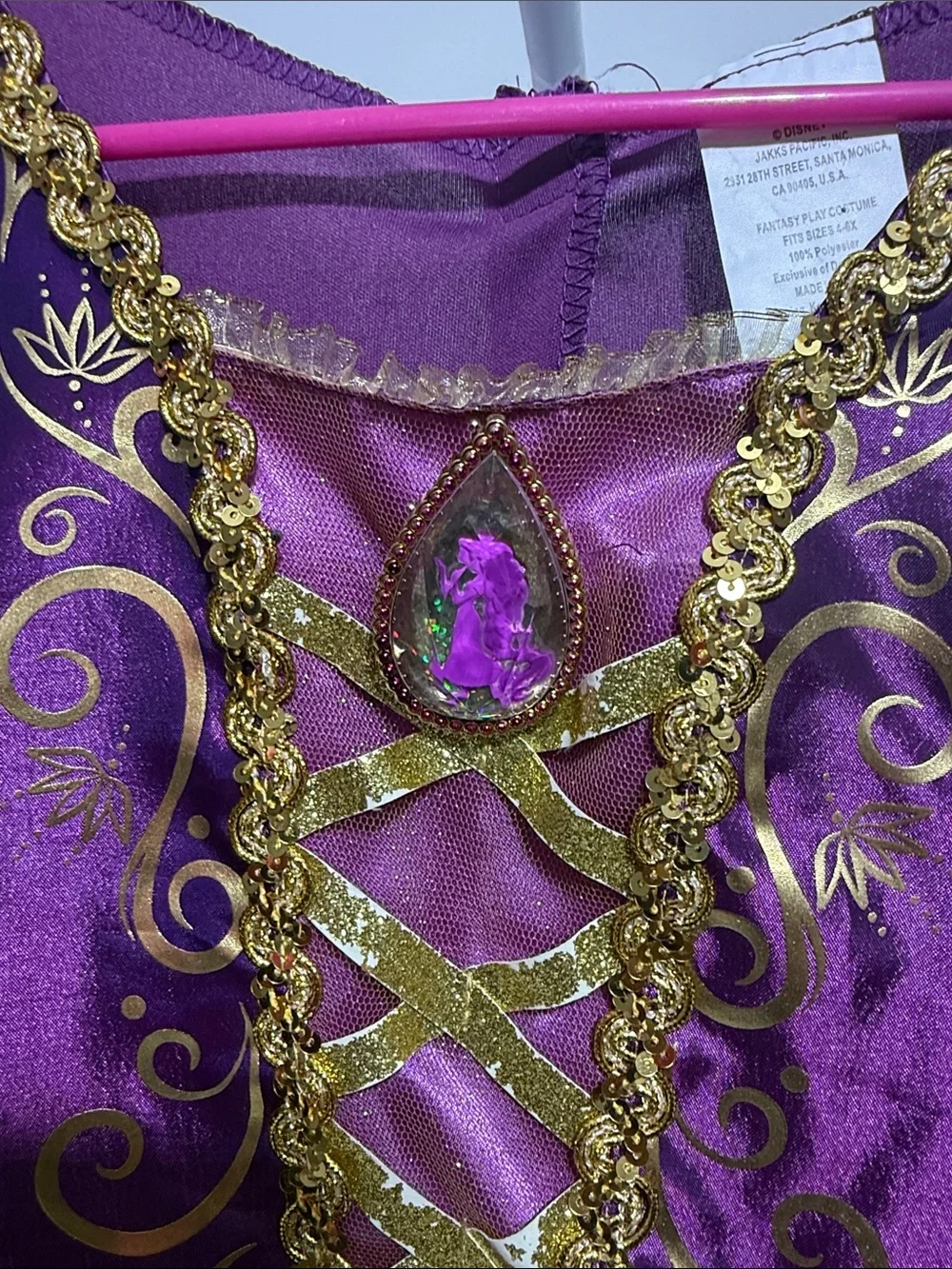 Purple and Gold Princess Costume Dress for Kids 4-6x